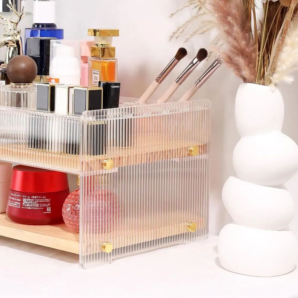Makeup Organizer with Brush Holder for Vanity